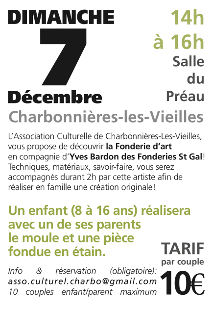 © Atelier du Dimanche "La fonderie d'art" - asso.culturel.charbo@gmail.com