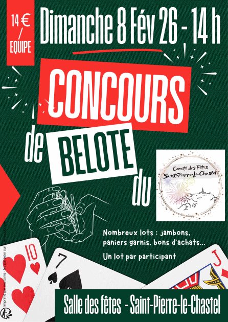© Concours belote 2026 - Comité des Fêtes de Saint-Pierre-le-Chastel