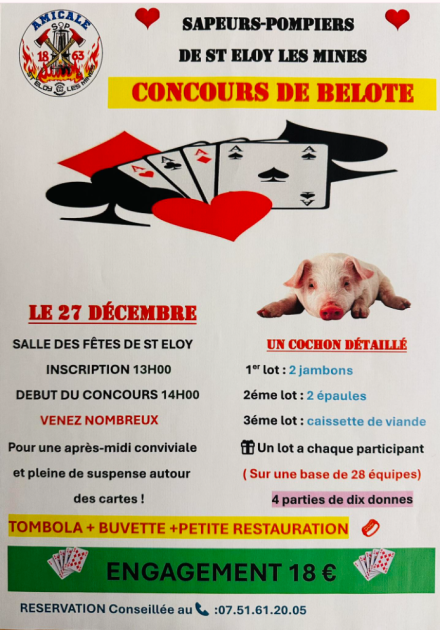 © Concours de belote des sapeurs pompiers_Saint-Éloy-les-Mines - amical des sapeurs pompiers