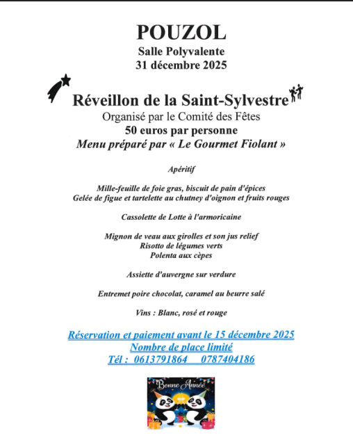 © Réveillon de la Saint Sylvestre_Pouzol - Comité des fêtes de pouzol