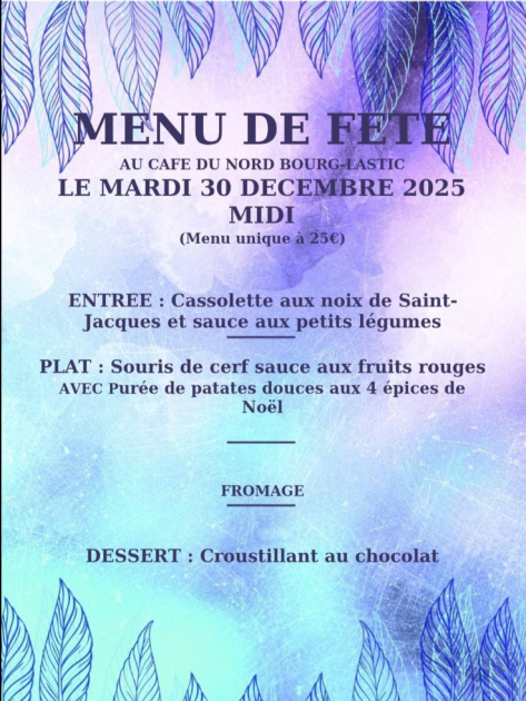 © Menu de Fête_Bourg-Lastic - Le Café du Nord