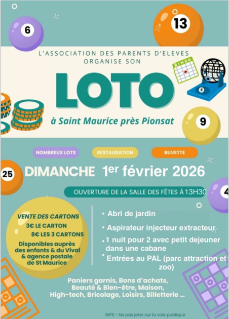 © Loto de l'école_Saint-Maurice-près-Pionsat - APE - Saint-Maurice-Près-Pionsat
