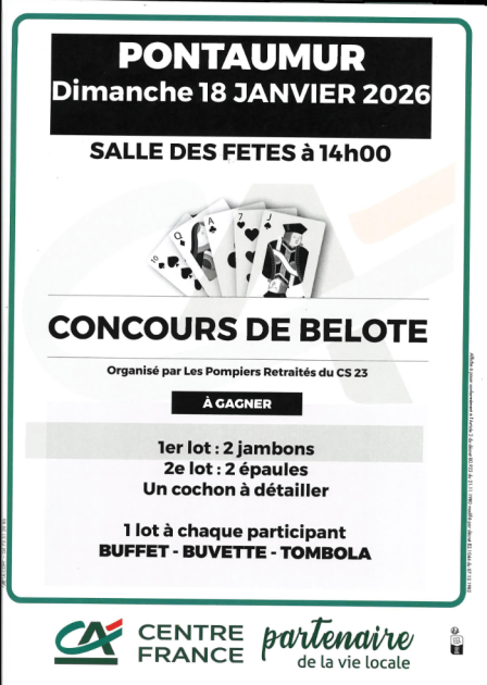© Concours de belote_Pontaumur - Association des anciens pompiers de Pontaumur