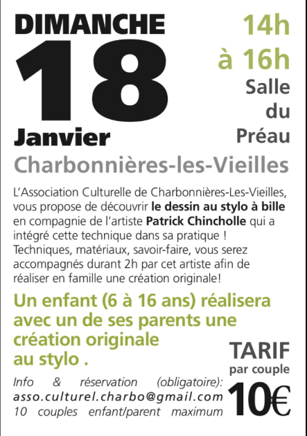 © Atelier du Dimanche "le dessin au stylo à bille"_Charbonnières-les-Vieilles - asso.culturel.charbo@gmail.com