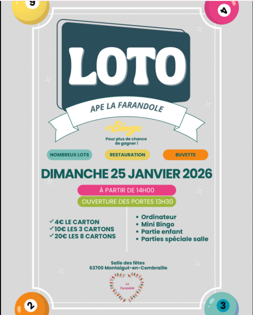 © Loto - APE La farandole_Montaigut-en-Combraille - APE La farandole_Montaigut-en-Combraille