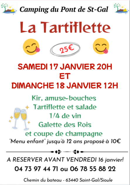© Repas : La tartiflette_Saint-Gal-sur-Sioule - Camping Pont de St Gal