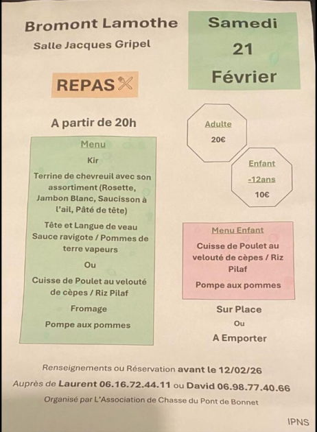 © Repas de la chasse_Bromont-Lamothe - Comité des fêtes du Pont de Bonnet