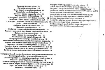 © Carte - Fred Pizza