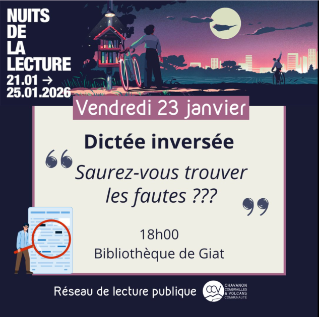 © Nuits de la lecture - Dictée inversée_Giat - Communauté de communes Chavanon Combrailles et Volcans