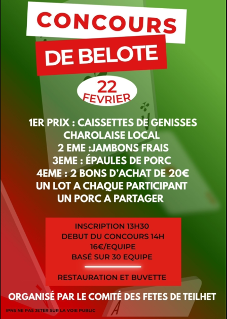 © Concours de belote_Teilhet - Association comité des fêtes