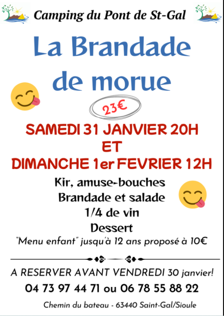 © Repas - Brandade de morue_Saint-Gal-sur-Sioule - Camping Pont de St Gal