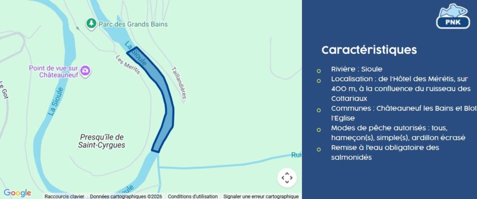 © Parcours no-kill - La Sioule à Châteauneuf-les-bains_Châteauneuf-les-Bains - Fédération de Pêche 63