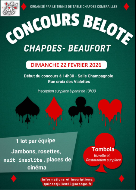 © Concours de belote_Chapdes-Beaufort - Association Tennis de Table