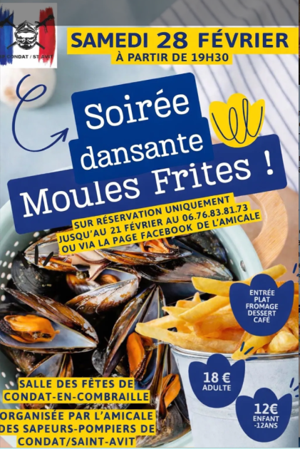 © Soirée dansante moules frites_Condat-en-Combraille - Amicale des Sapeurs Pompiers
