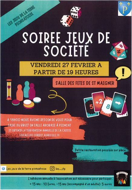 © Soirée jeux de société_Saint-Maigner - Association Les jeux de la terre pionsatoise